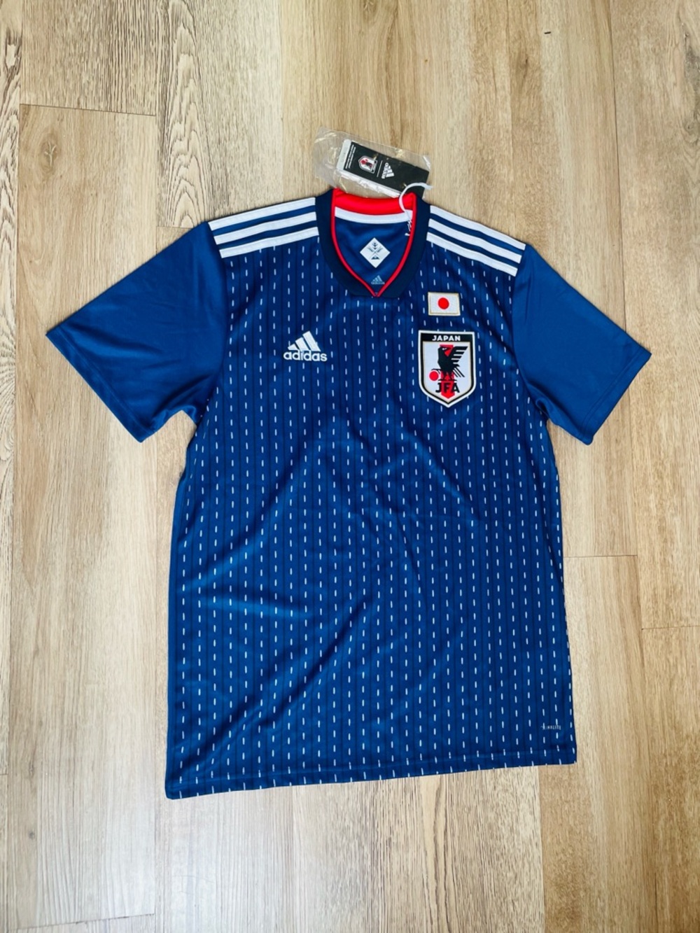 Adidas Men’s Japan National Team Blue Soccer Jersey with White Stripes